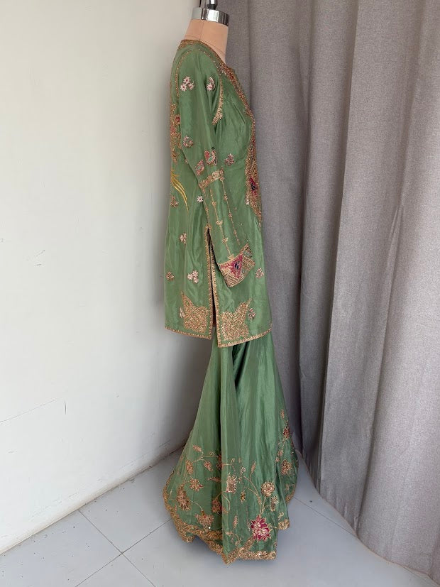 Rimple & Harpreet Green Embroidered Sharara Set