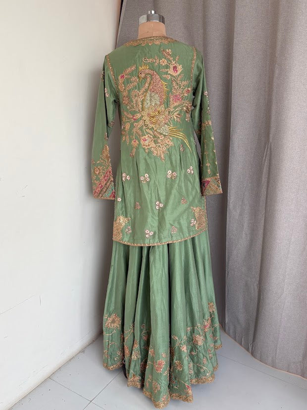 Rimple & Harpreet Green Embroidered Sharara Set