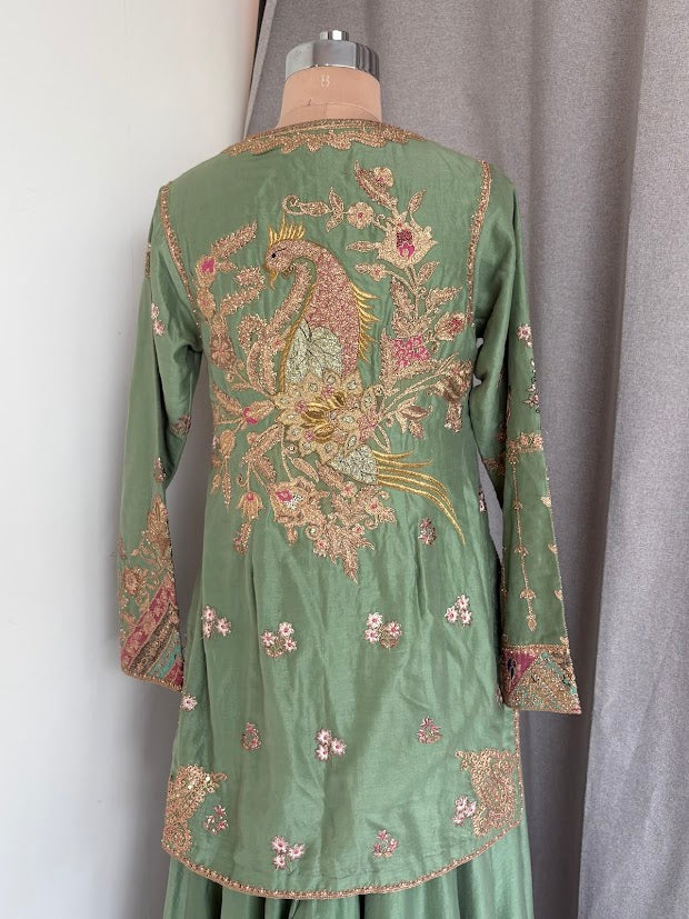 Rimple & Harpreet Green Embroidered Sharara Set