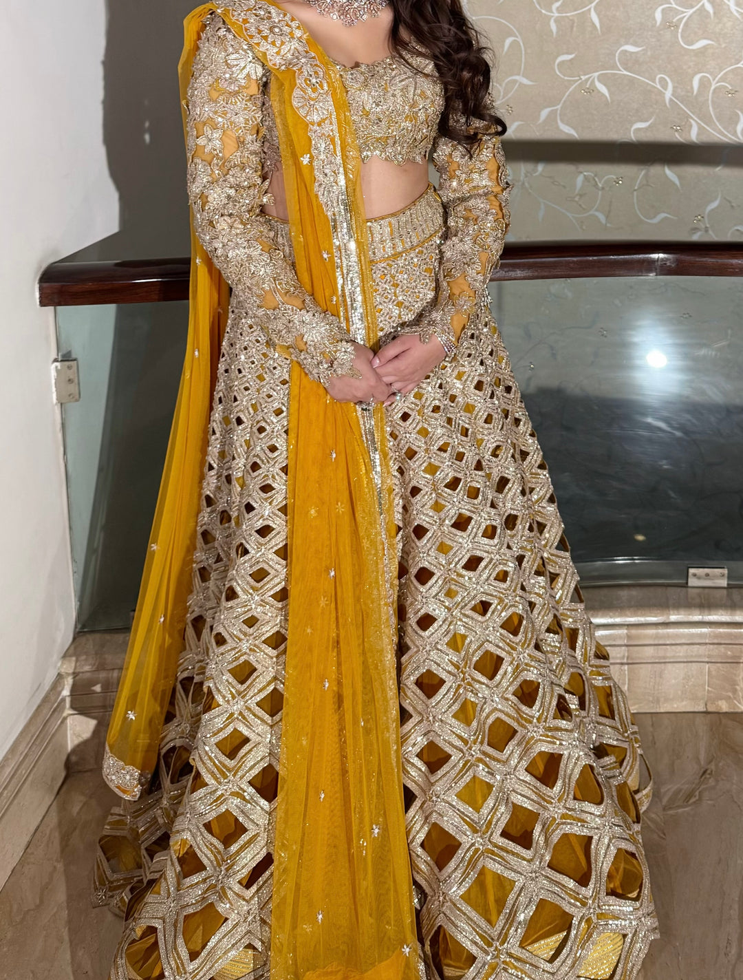 Varun & Nidhika Metallic Barfi Lehenga Set