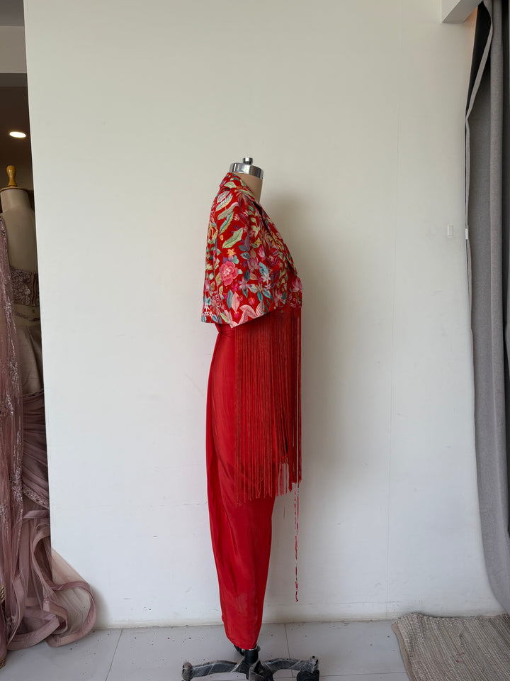 Rishi & Vibhuti Fringe Skirt Set