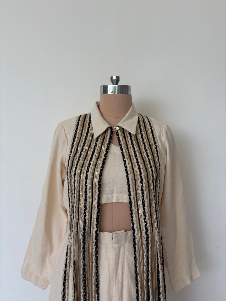 Rishi & Vibhuti Ivory Co-Ord Set with Embellished Jacket