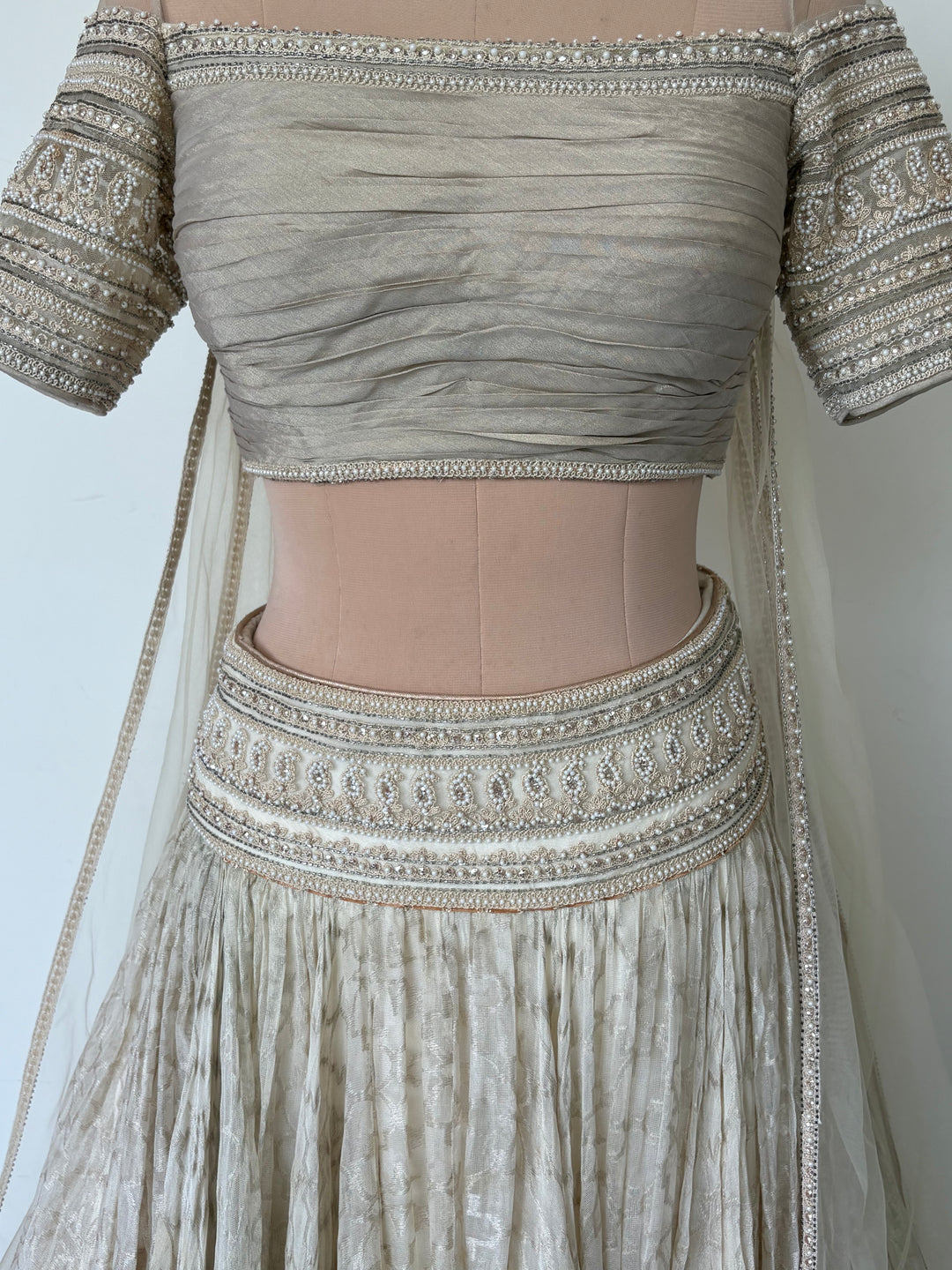 Tarun Tahiliani Ivory Embroidered Lehenga Set