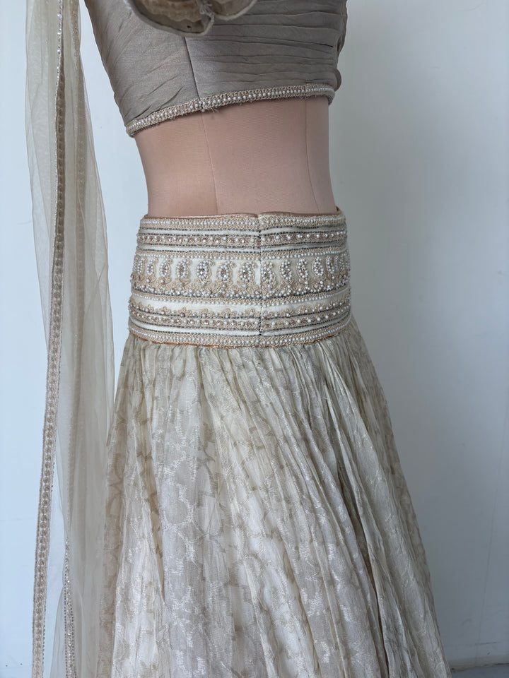 Tarun Tahiliani Ivory Embroidered Lehenga Set