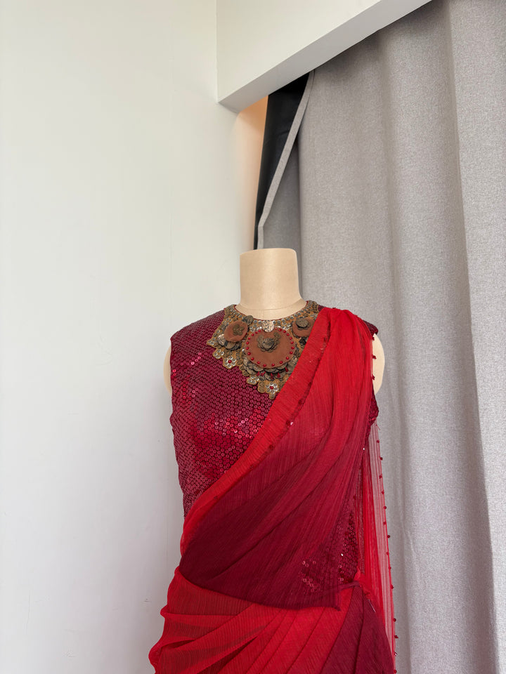 Tarun Tahiliani Draped Saree Set