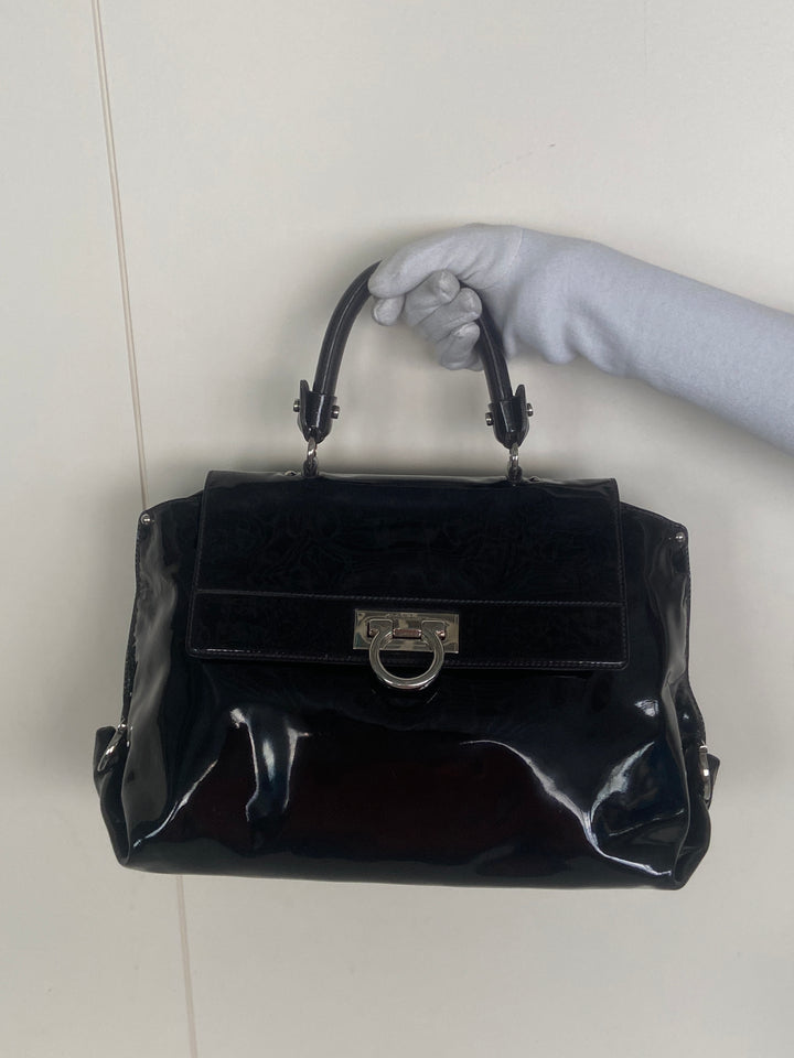 Salvatore Ferragamo Sofia Patent Leather Top Handle Bag