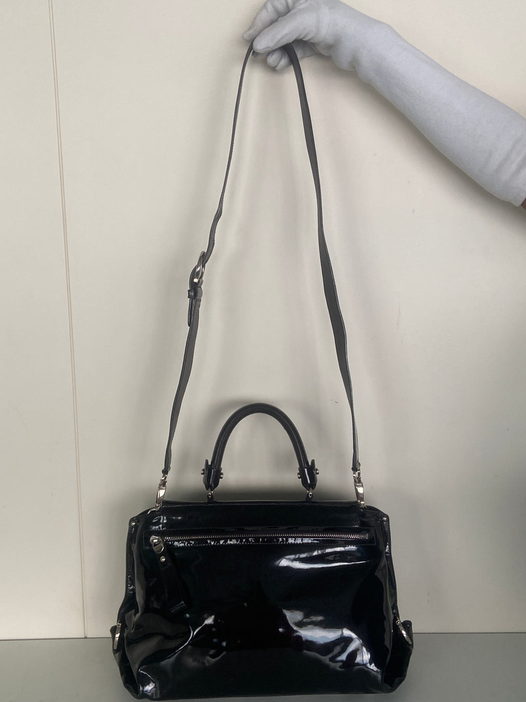 Salvatore Ferragamo Sofia Patent Leather Top Handle Bag