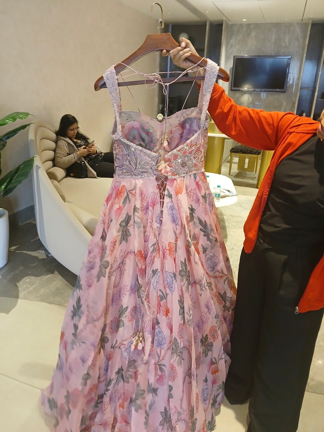 Mahima Mahajan Blush Pink Floral Anarkali