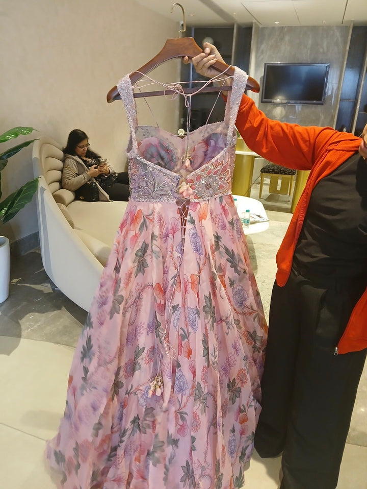 Mahima Mahajan Blush Pink Floral Anarkali