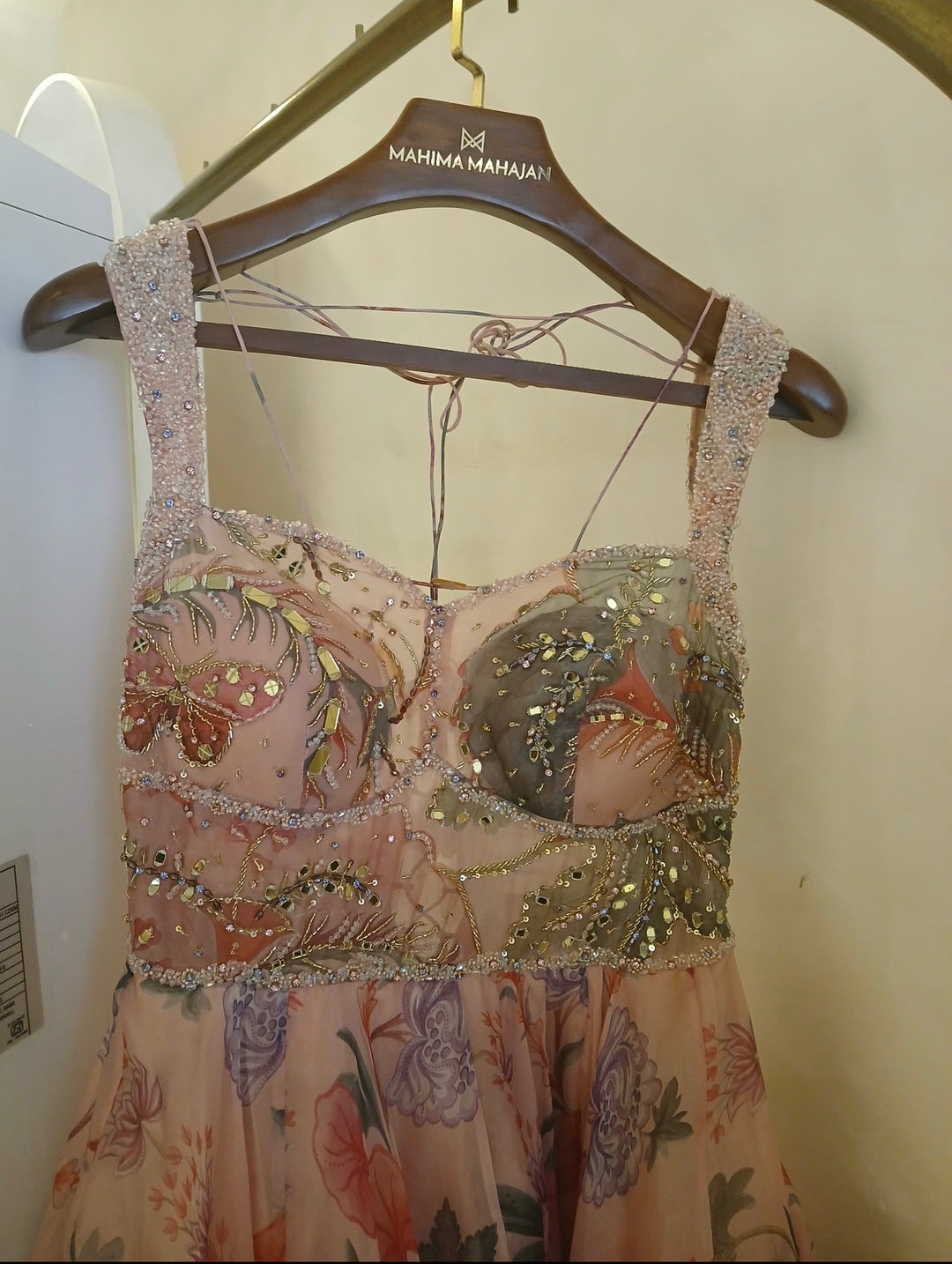 Mahima Mahajan Blush Pink Floral Anarkali