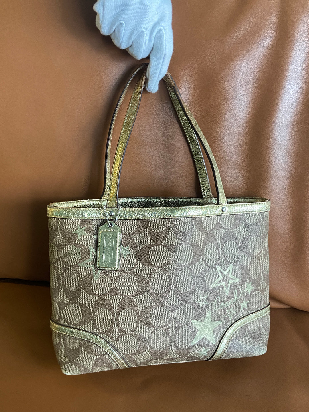 Coach Heritage Star Print Top Handle Tote