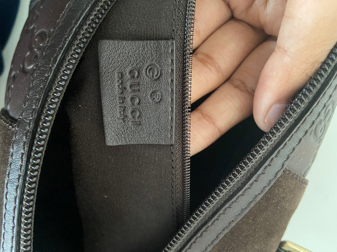 Gucci Suede Guccissima Boston Bag