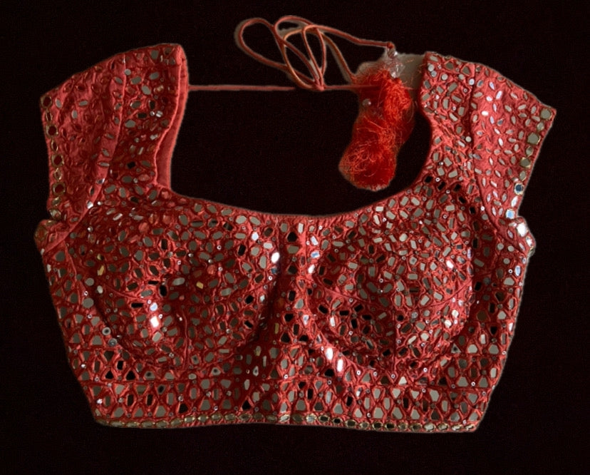 Seema Gujral Rust Mirrorwork Lehenga Set with Dupatta