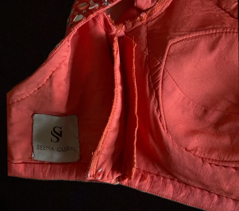 Seema Gujral Rust Mirrorwork Lehenga Set with Dupatta