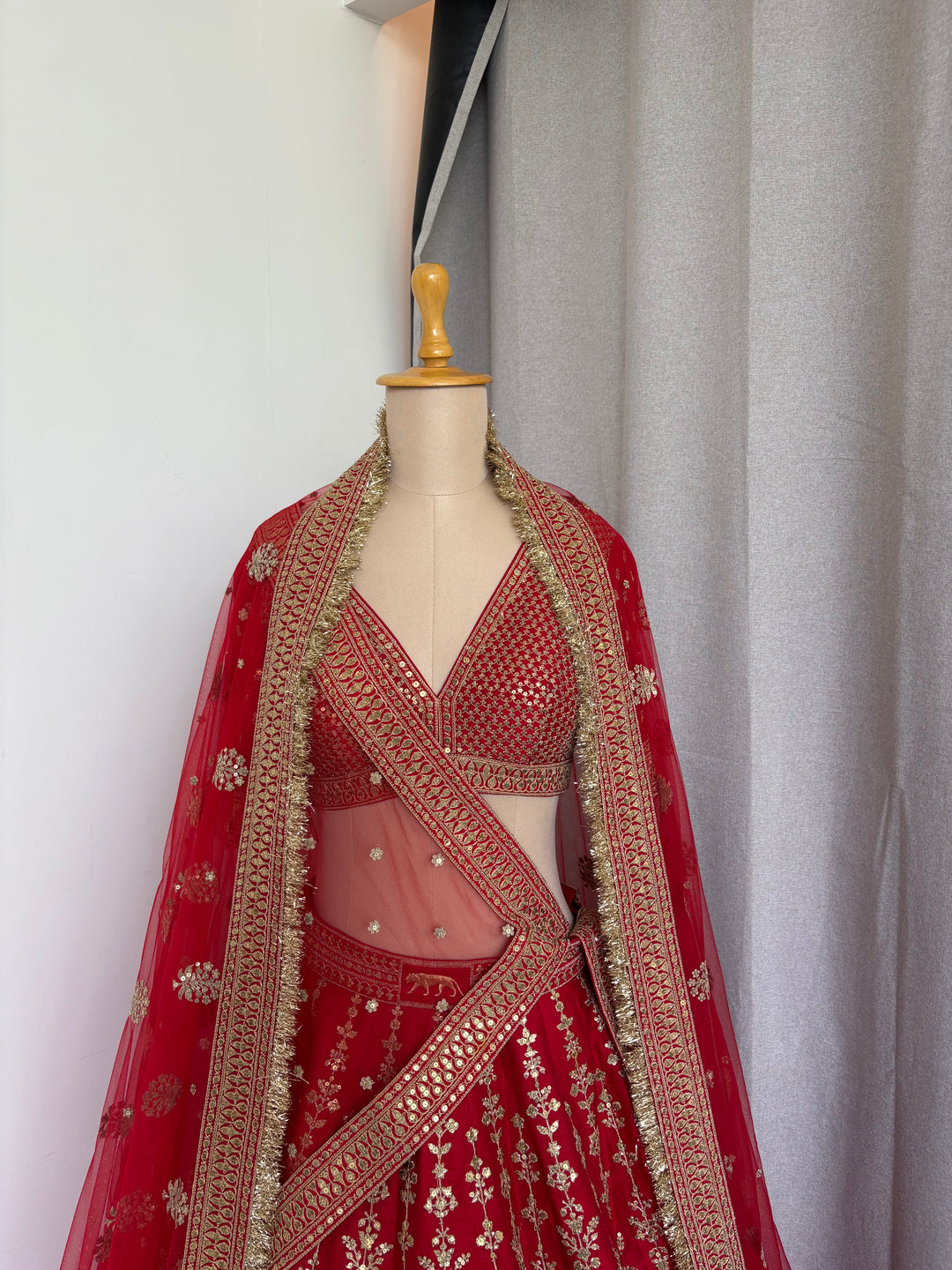 Sabyasachi Red Hand-Embroidered Bridal Lehenga Set
