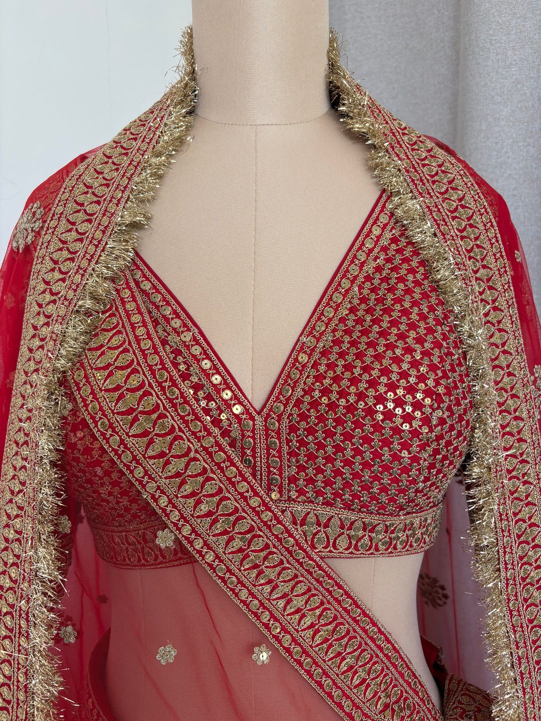 Sabyasachi Red Hand-Embroidered Bridal Lehenga Set