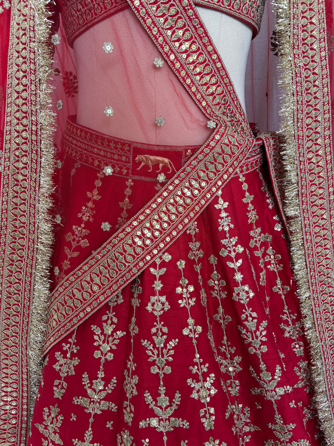 Sabyasachi Red Hand-Embroidered Bridal Lehenga Set