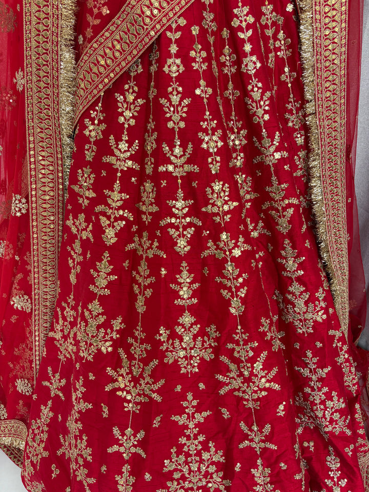 Sabyasachi Red Hand-Embroidered Bridal Lehenga Set