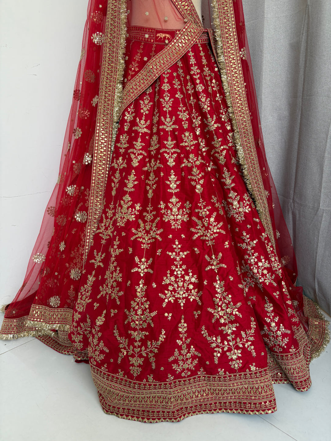 Sabyasachi Red Hand-Embroidered Bridal Lehenga Set