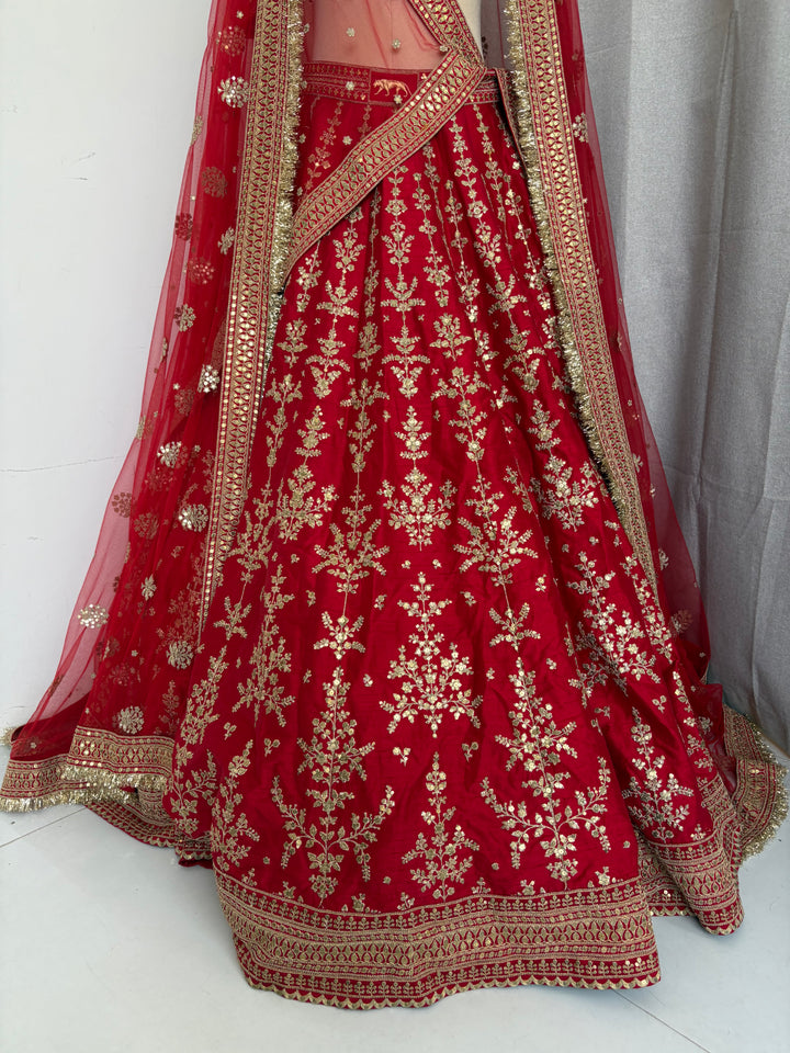 Sabyasachi Red Hand-Embroidered Bridal Lehenga Set