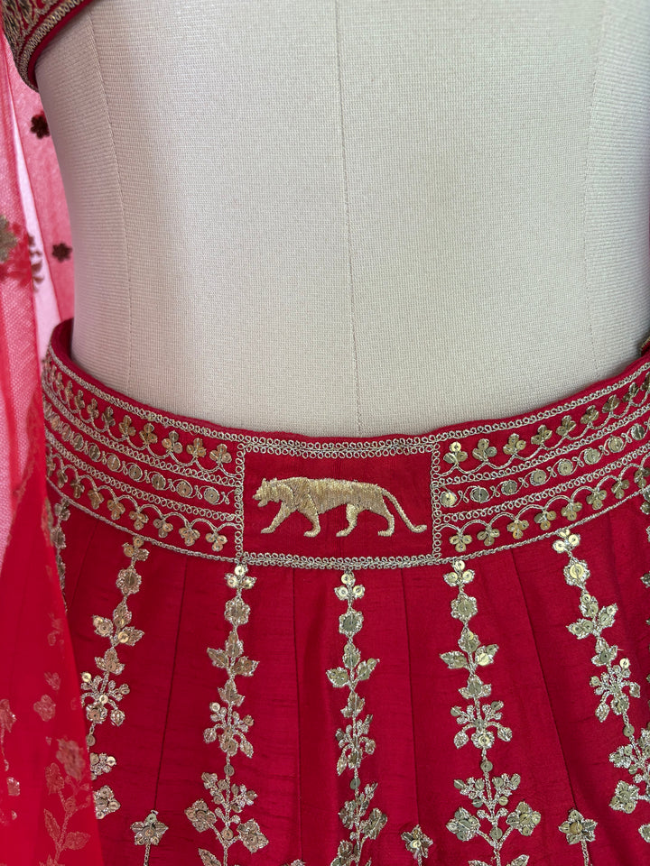 Sabyasachi Red Hand-Embroidered Bridal Lehenga Set