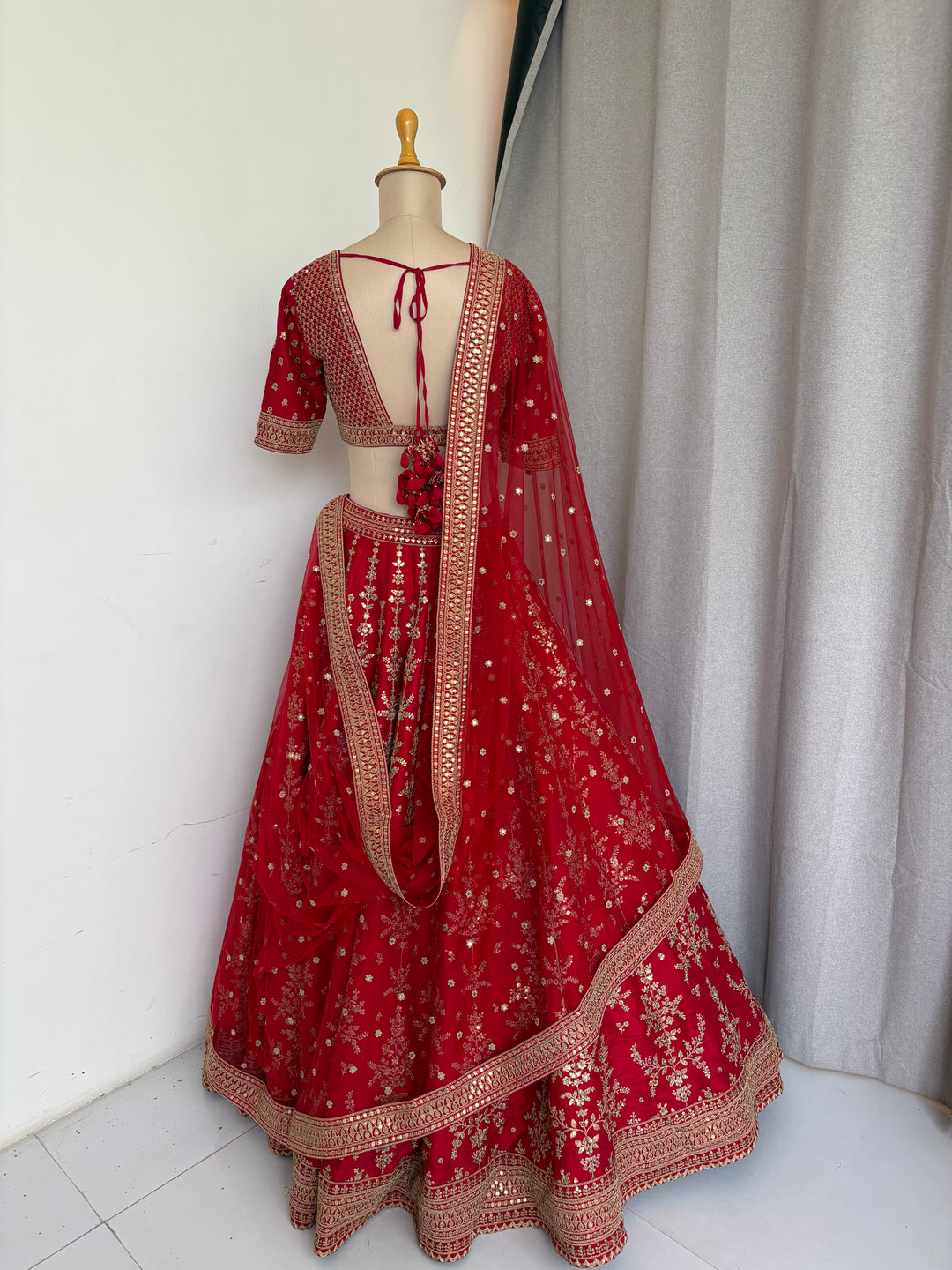 Sabyasachi Red Hand-Embroidered Bridal Lehenga Set