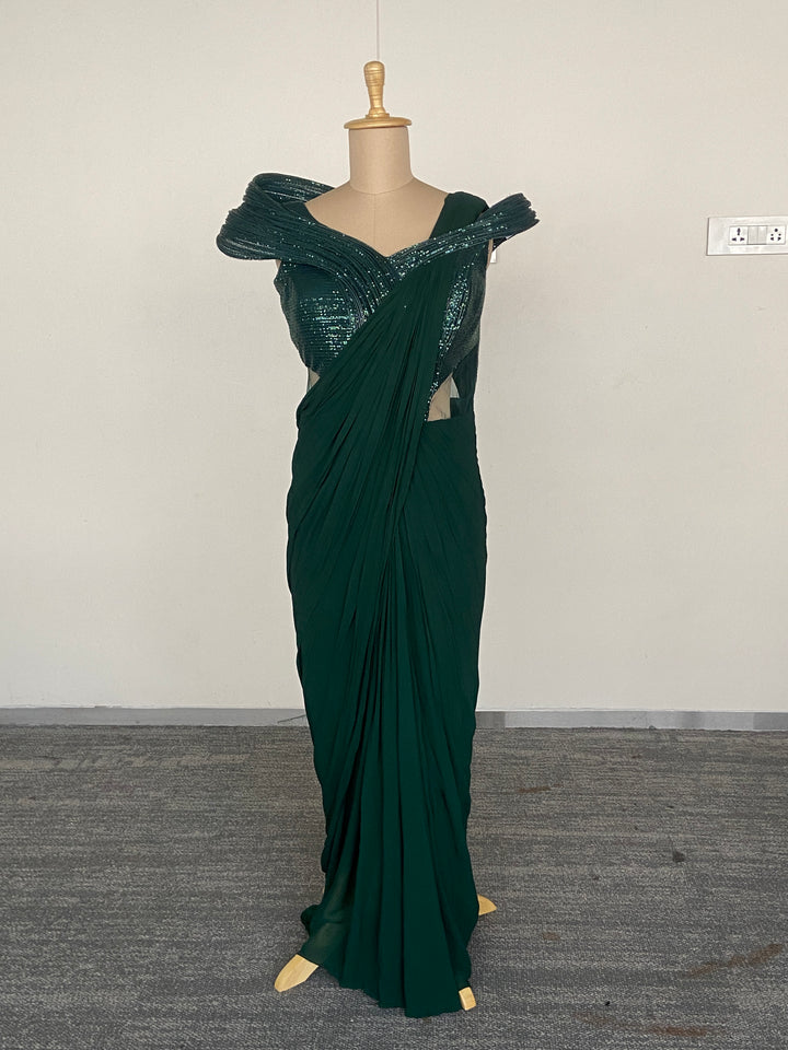 Gaurav Gupta Emerald Green Draped Gown