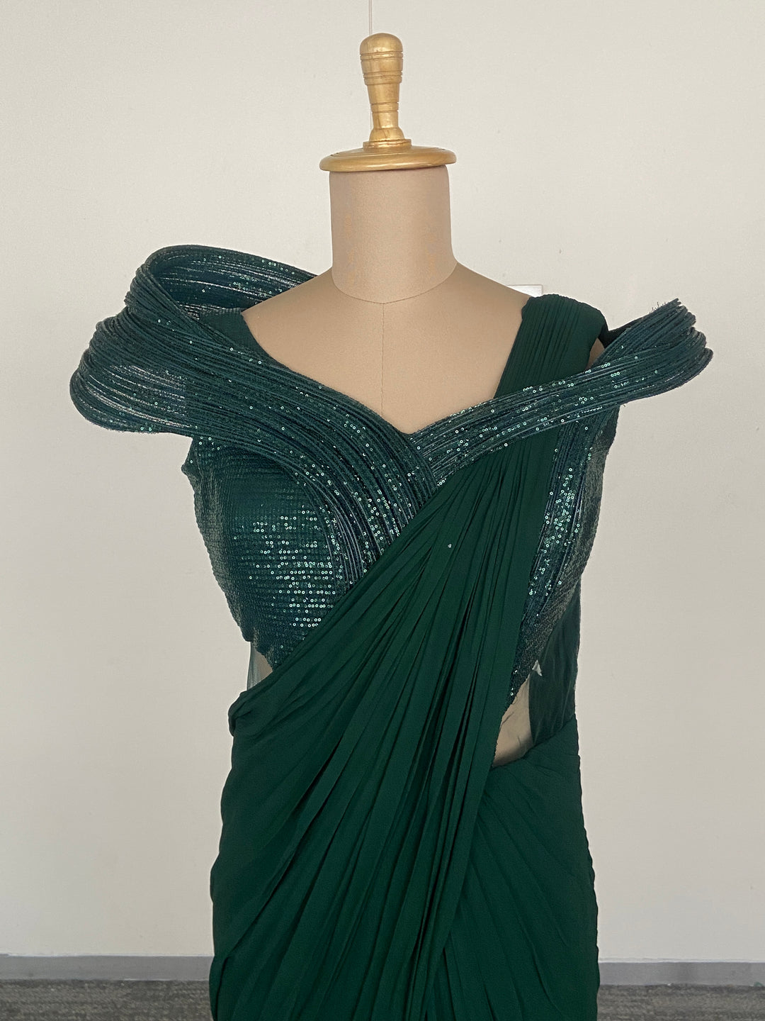Gaurav Gupta Emerald Green Draped Gown