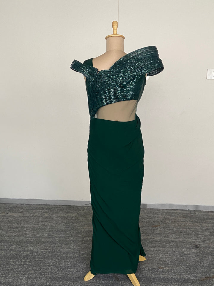 Gaurav Gupta Emerald Green Draped Gown