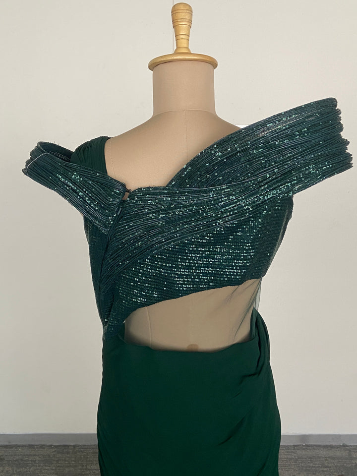 Gaurav Gupta Emerald Green Draped Gown