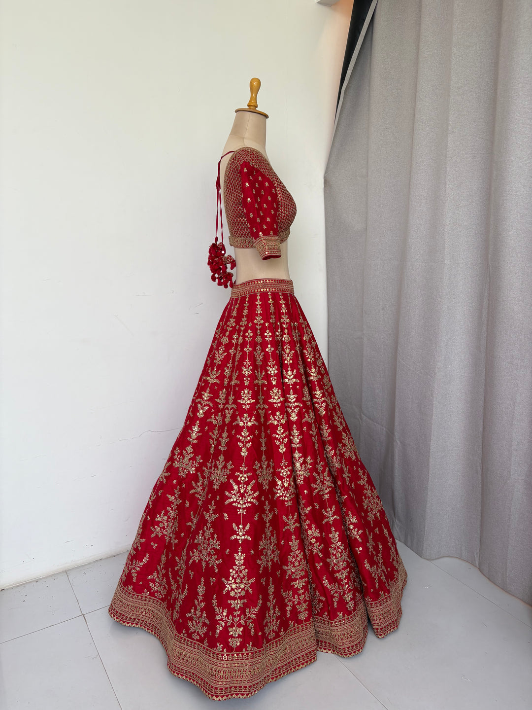 Sabyasachi Red Hand-Embroidered Bridal Lehenga Set