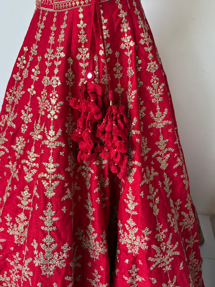 Sabyasachi Red Hand-Embroidered Bridal Lehenga Set