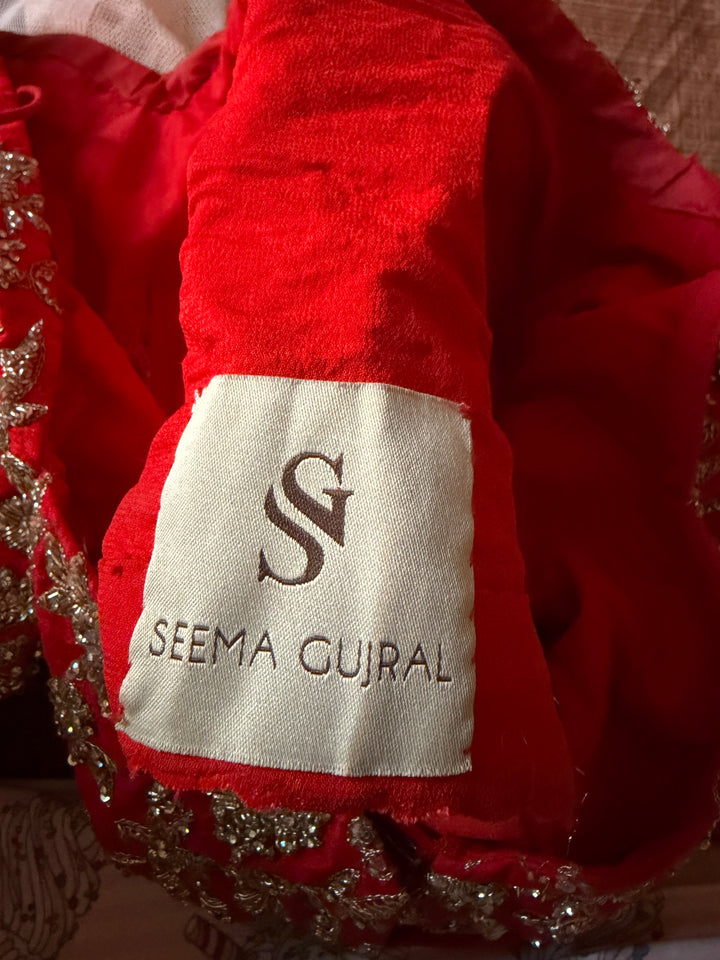 Seema Gujral Red Embroidered Bridal Lehenga Set