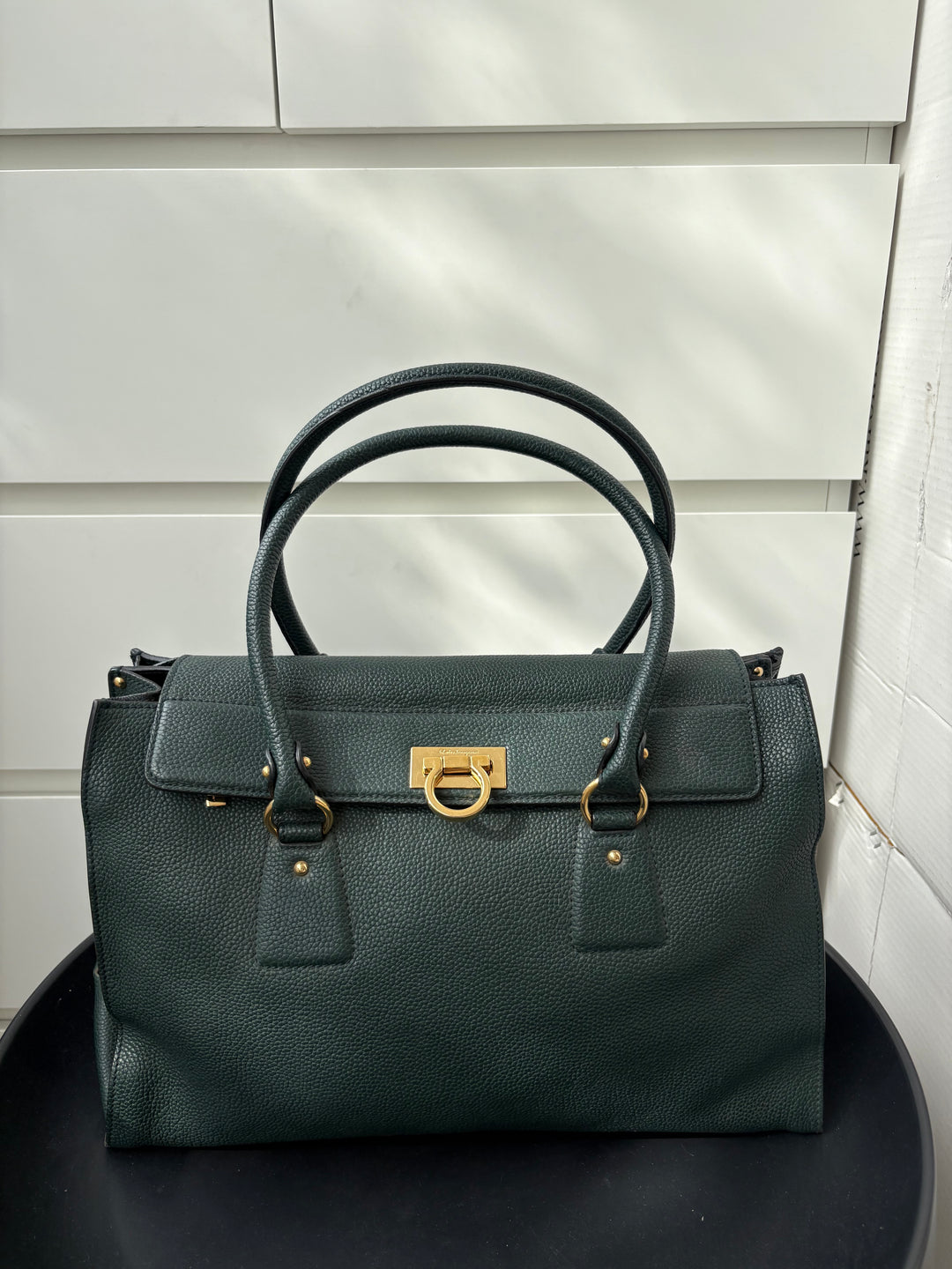 Salvatore Ferragamo Green Leather Satchel