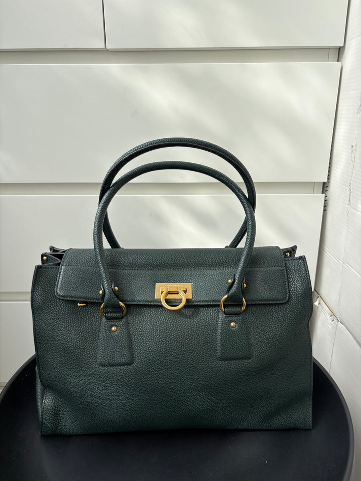 Salvatore Ferragamo Green Leather Satchel