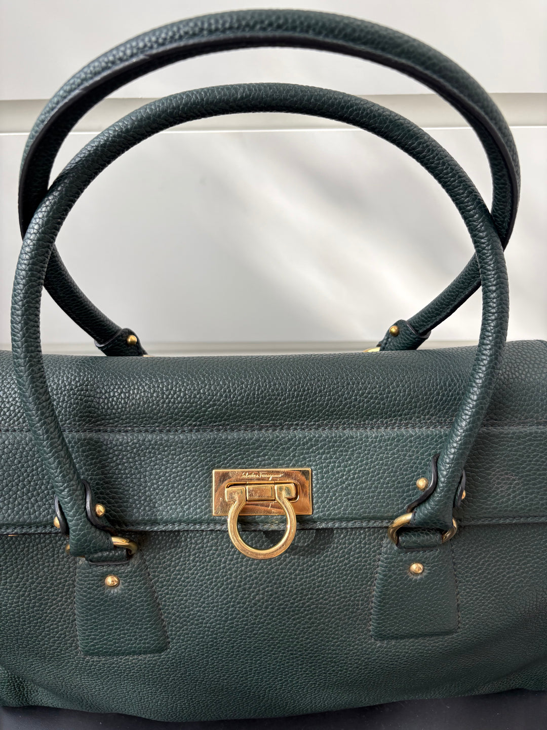 Salvatore Ferragamo Green Leather Satchel