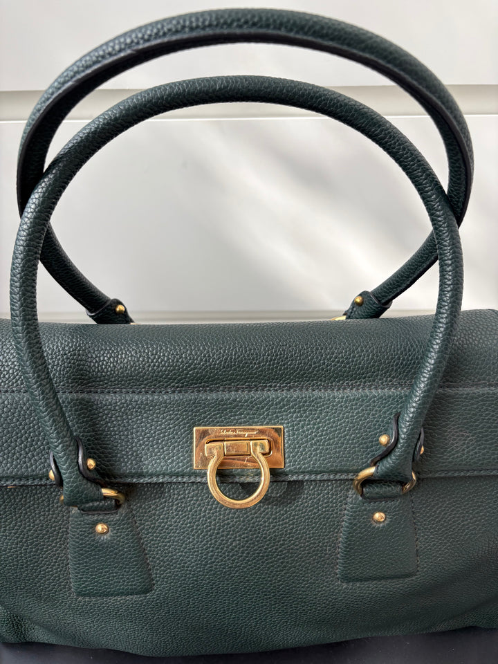Salvatore Ferragamo Green Leather Satchel
