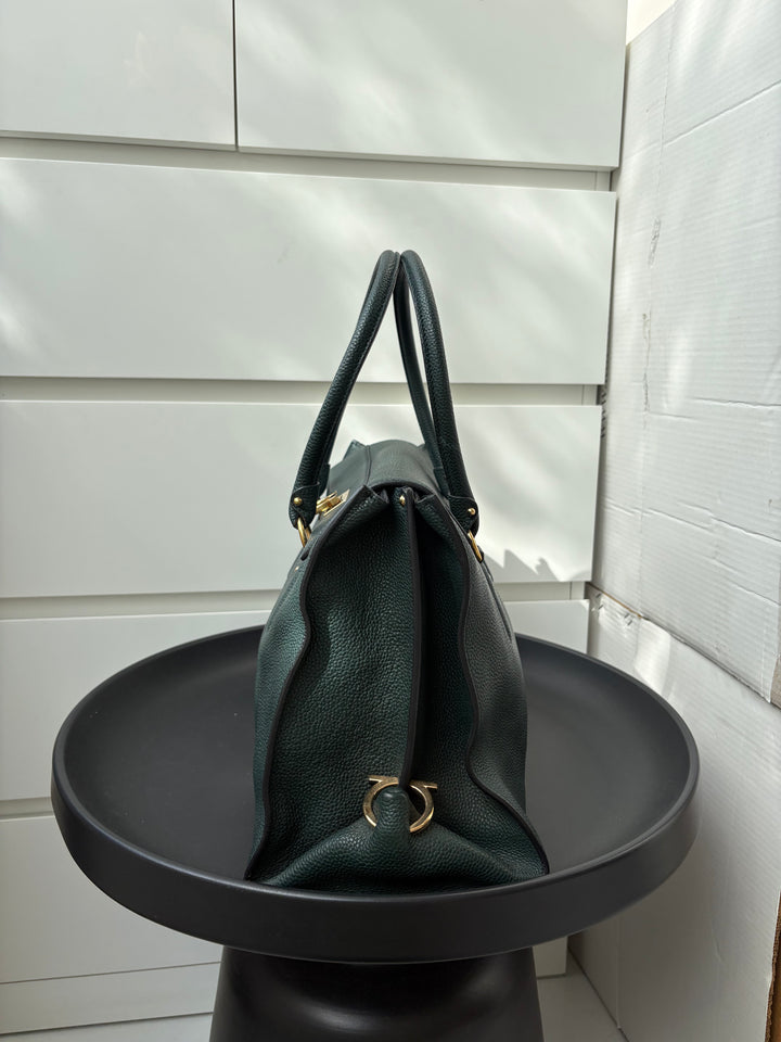 Salvatore Ferragamo Green Leather Satchel