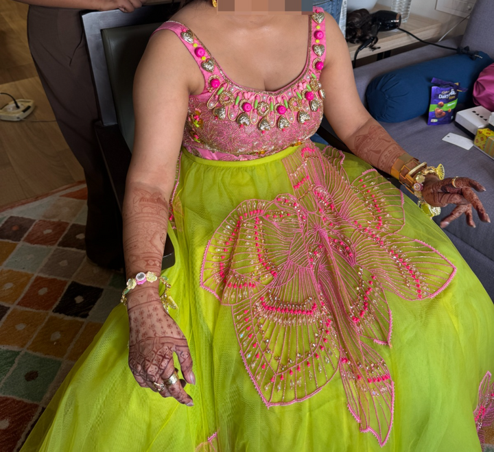 Papa Don’t Preach Lime Green Embellished Lehenga Set