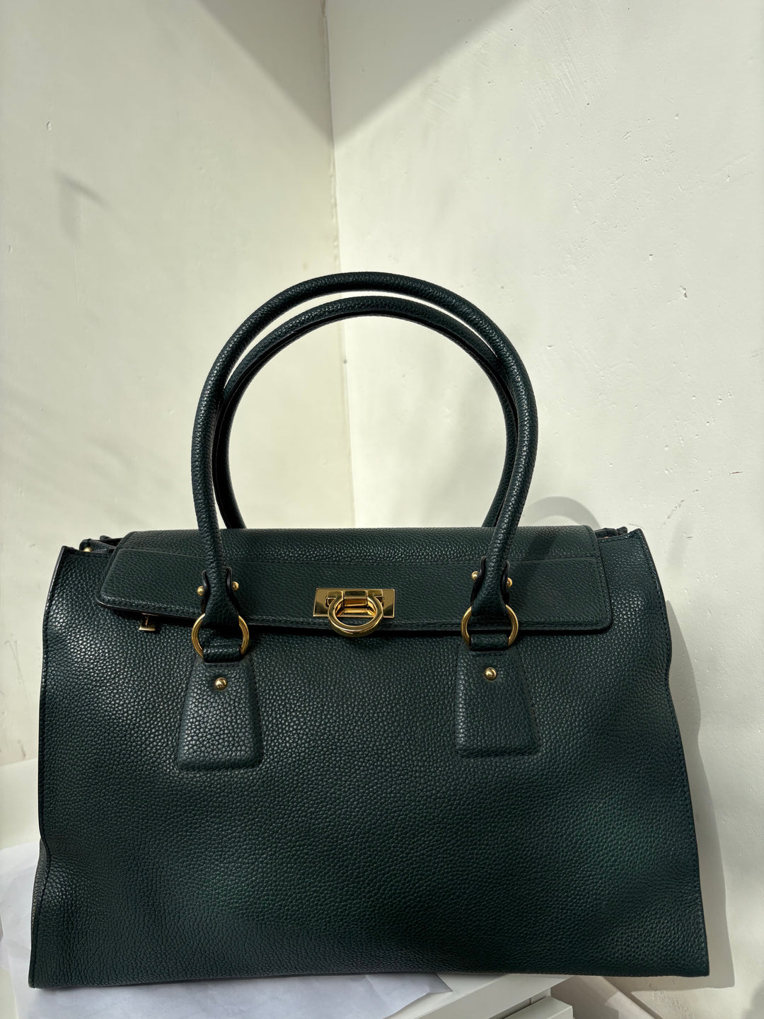 Salvatore Ferragamo Green Leather Satchel