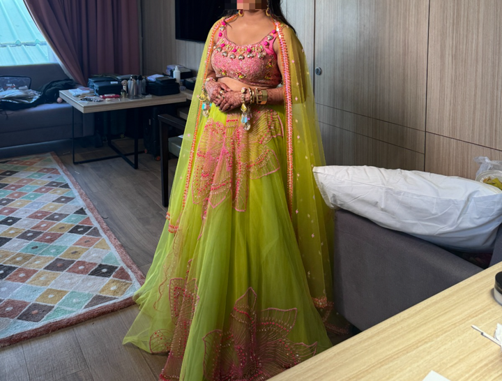 Papa Don’t Preach Lime Green Embellished Lehenga Set