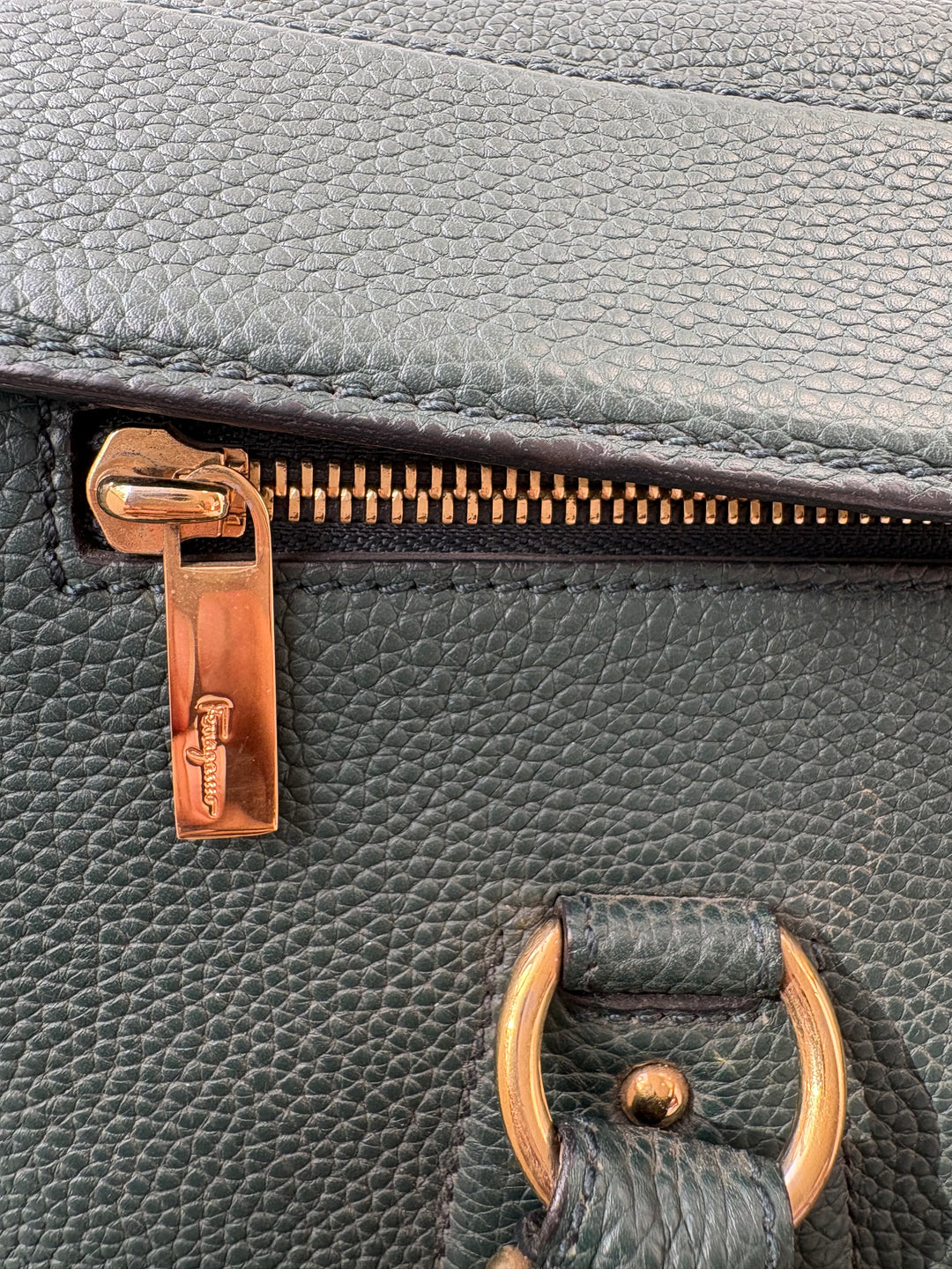 Salvatore Ferragamo Green Leather Satchel