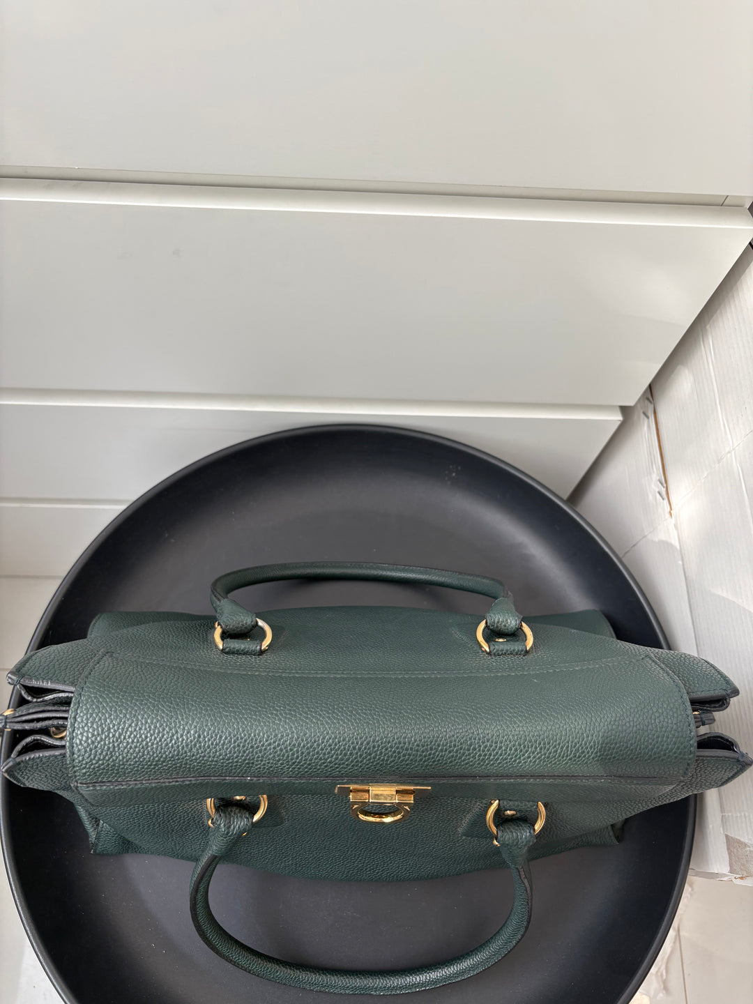 Salvatore Ferragamo Green Leather Satchel