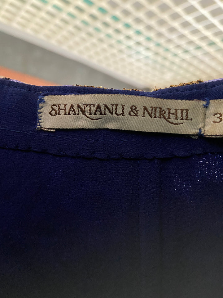 Shantanu & Nikhil Royal Blue Embellished Couture Gown