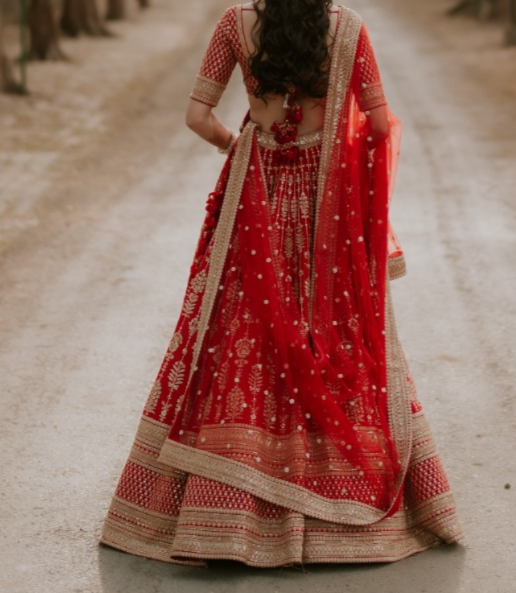 Sabyasachi Red Bridal Embroidered Lehenga Set