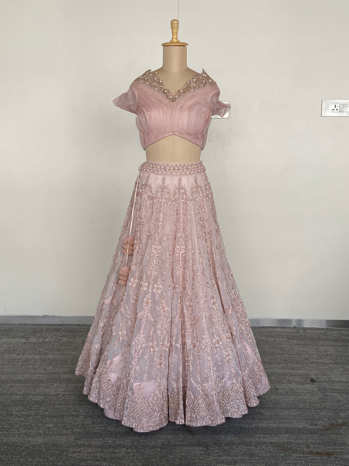 Jade by Monica & Karishma Blush Pink Embellished Lehenga Set