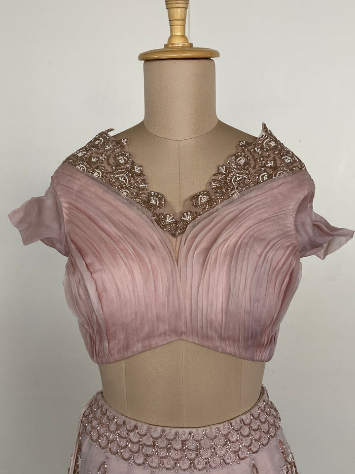 Jade by Monica & Karishma Blush Pink Embellished Lehenga Set