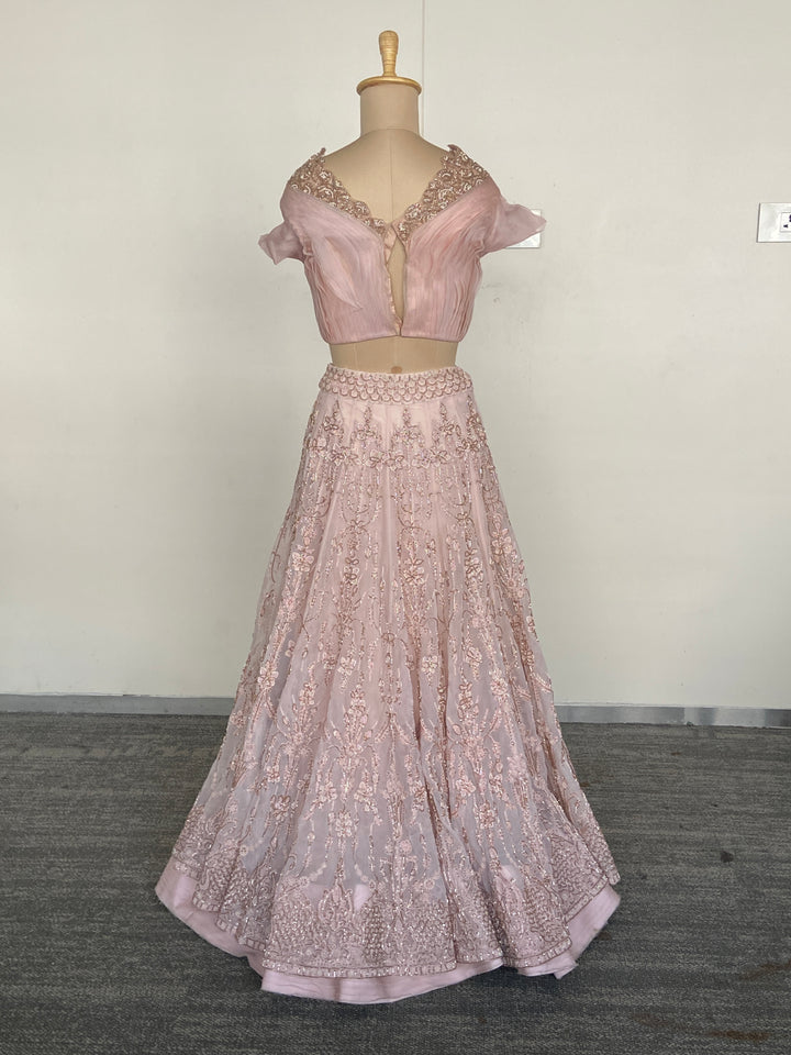 Jade by Monica & Karishma Blush Pink Embellished Lehenga Set