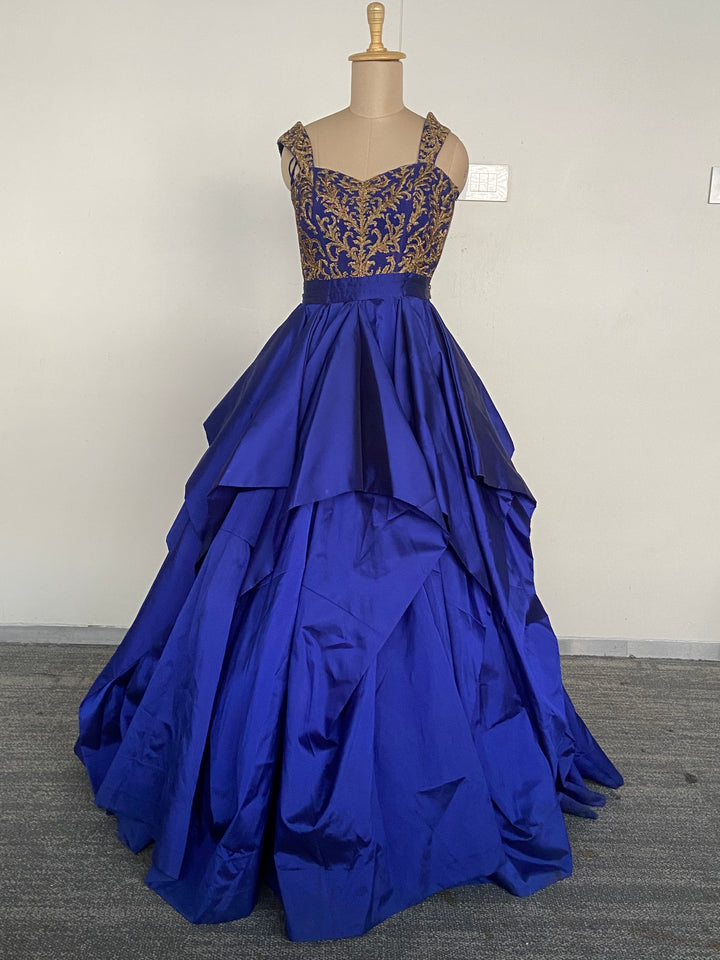 Shantanu & Nikhil Royal Blue Embellished Couture Gown