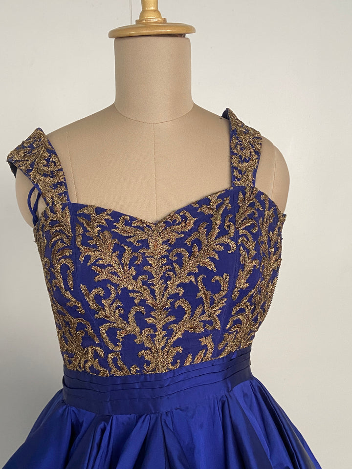 Shantanu & Nikhil Royal Blue Embellished Couture Gown